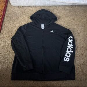 adidas Black Full-Zip Hoodie with White Logo